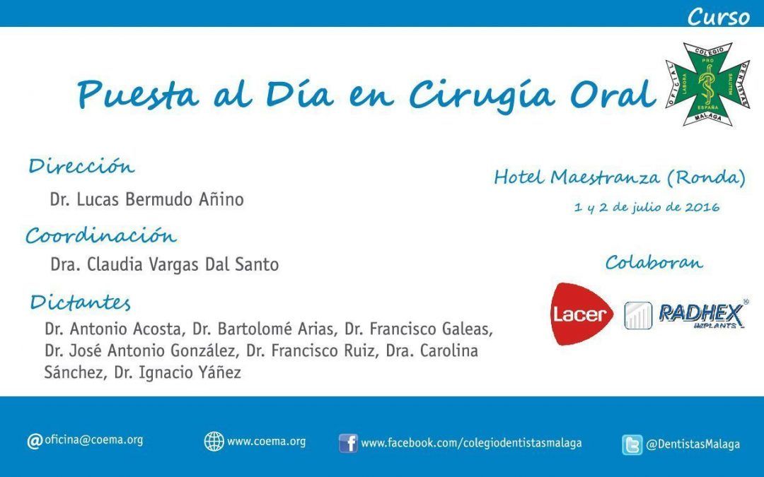 El Colegio organiza el curso Puesta al Día en Cirugía Oral en Ronda